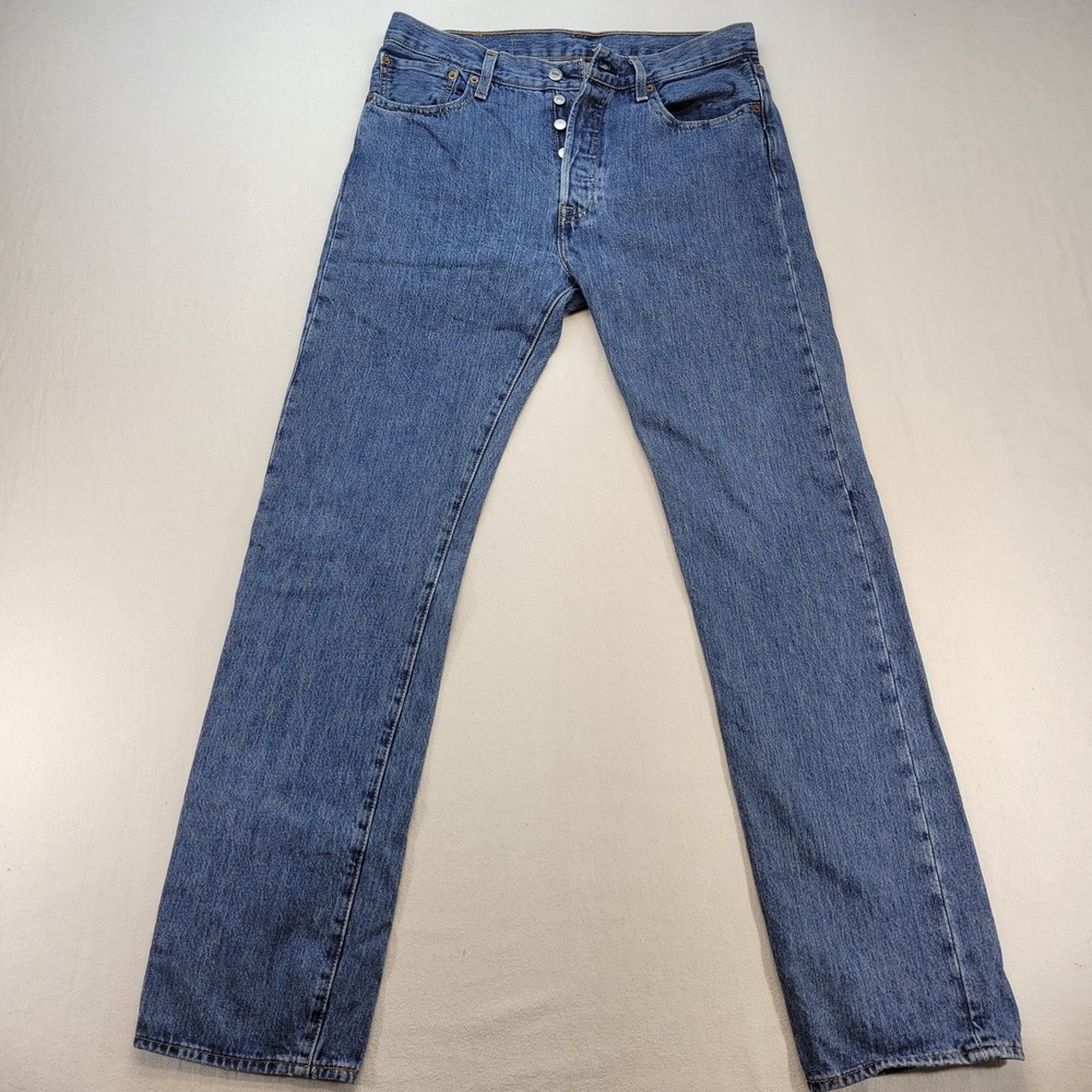 Levi's 501 Original Fit Jeans Mens 32x34 Blue Straight Leg Button Fly Denim